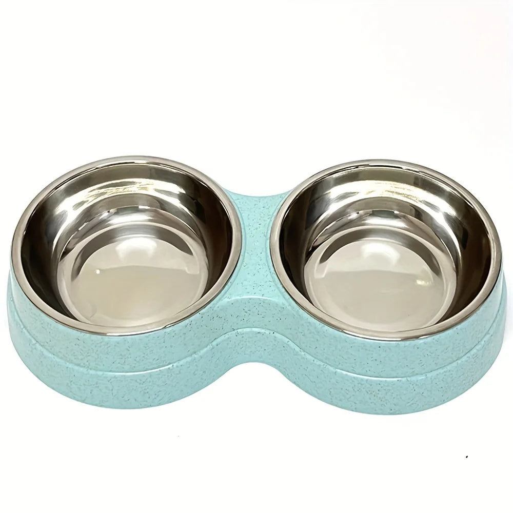Tigela dupla aço inox para pet antiderrapante em fundo branco