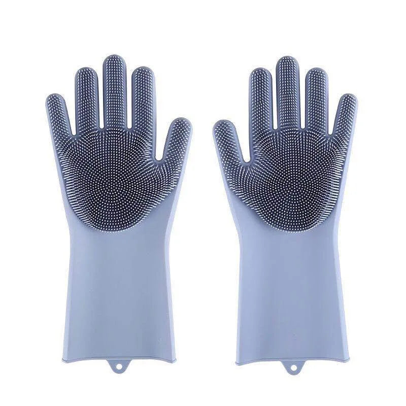 Luva de silicone banho massageadora tira pelos em fundo branco