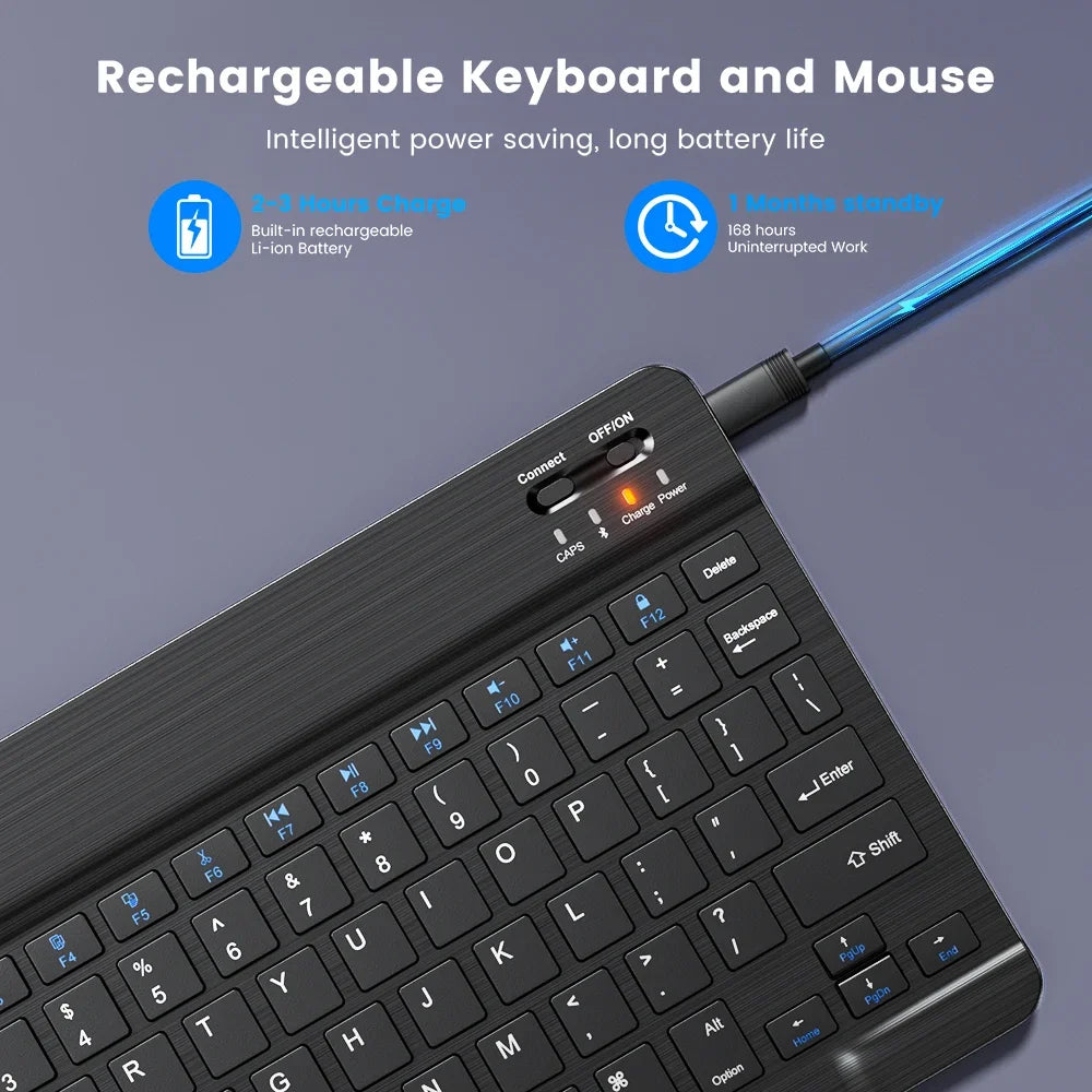 Teclado bluetooth sem fio ultra slim portátil em fundo branco