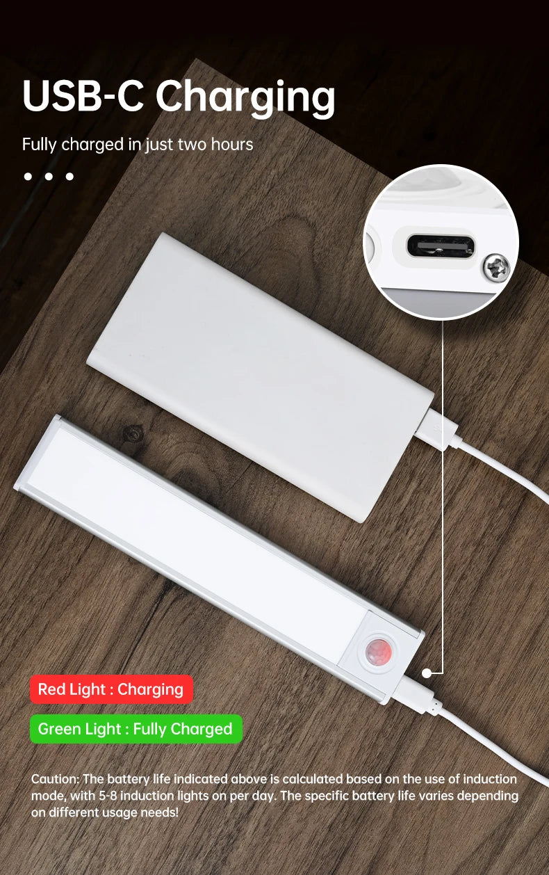 Luz noturna LED com sensor de movimento em fundo branco