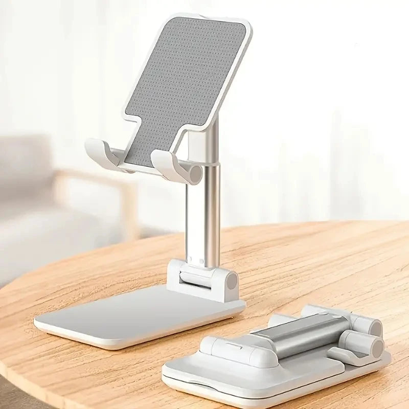 Suporte de celular para mesa ajustável universal com base antiderrapante em fundo branco