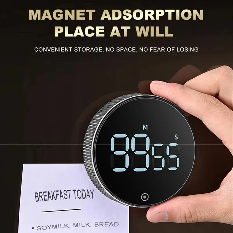 Timer digital de cozinha magnético com alarme e display LCD em fundo branco