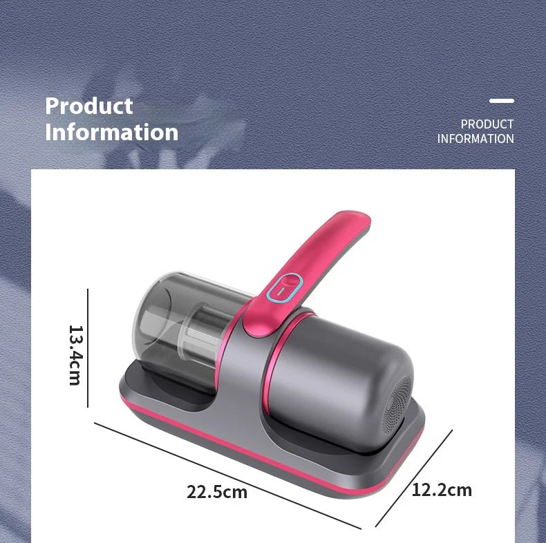 Aspirador de colchão portátil com luz UV 12000Pa em fundo branco