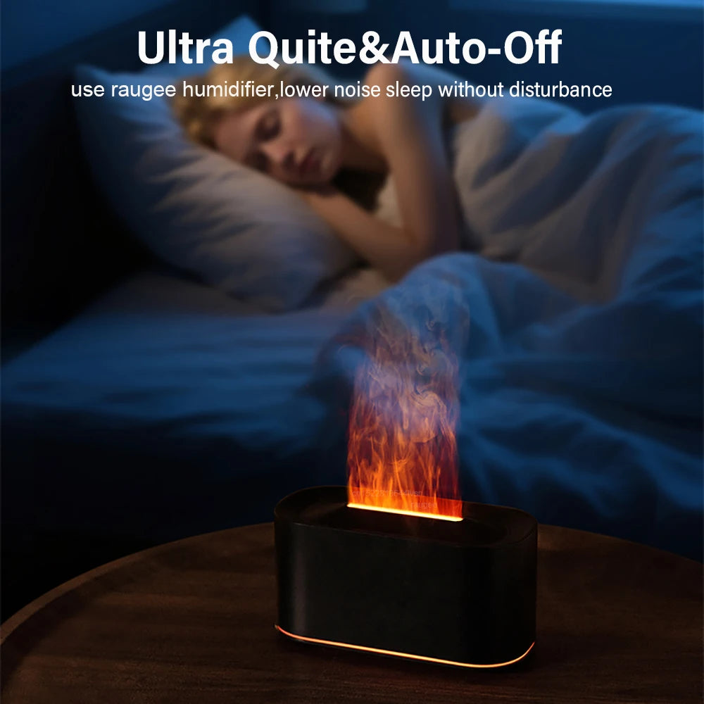 Difusor aromatizador vulcão com chama LED em fundo branco
