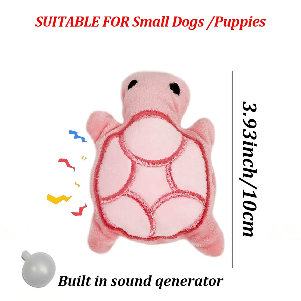 Brinquedo mordedor para cães tartaruga de pelúcia resistente em fundo branco