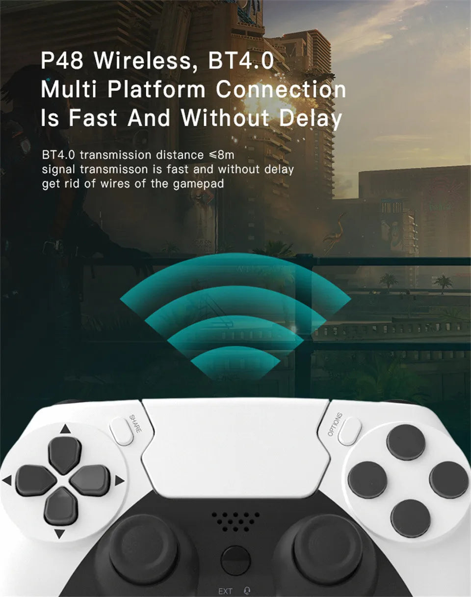 Controle gamer bluetooth sem fio vibração em fundo branco