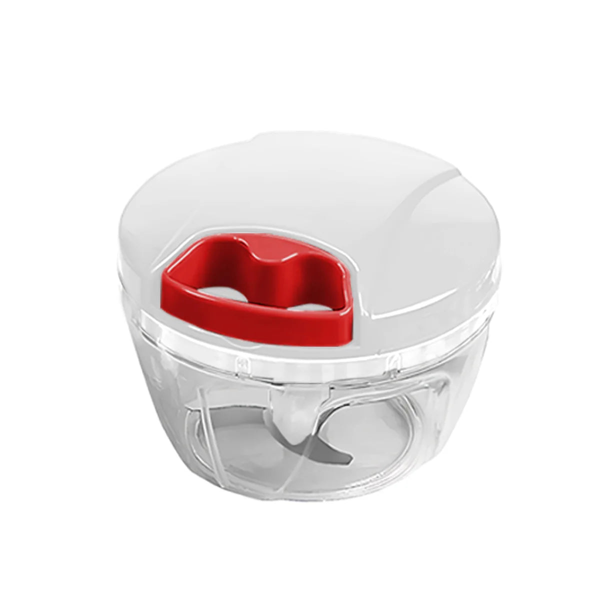 Picador manual de cordinha para alho cebola e legumes em fundo branco