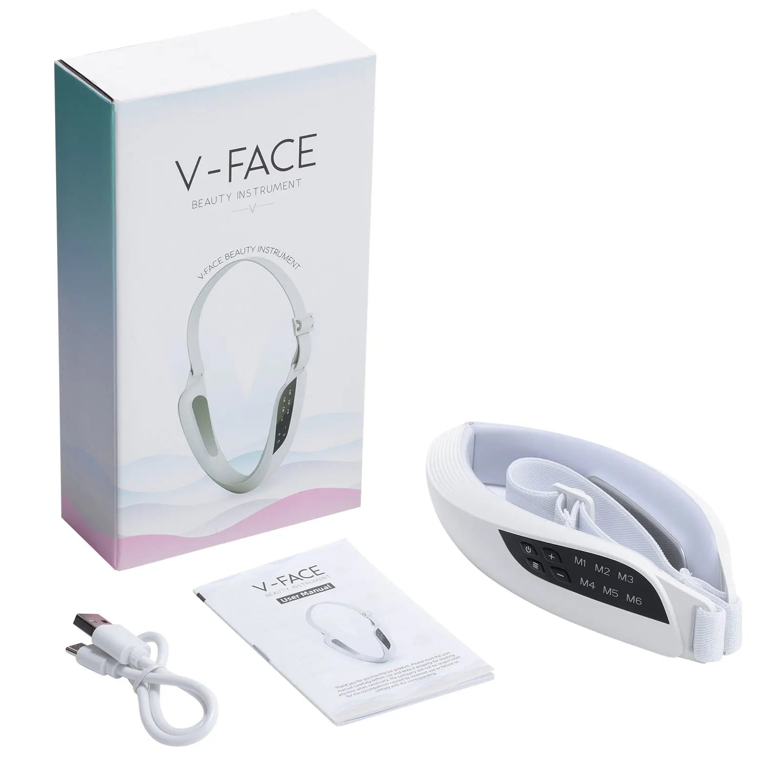 Massageador facial EMS microcorrente para lifting em fundo branco