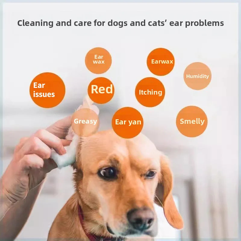 Gotas limpadora de ouvido para cães e gatos em fundo branco