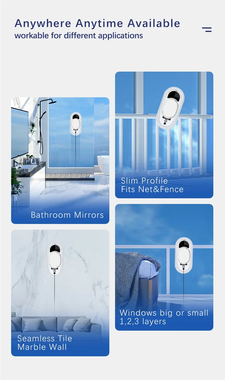 Limpador de vidros inteligente elétrico com controle remoto em fundo branco