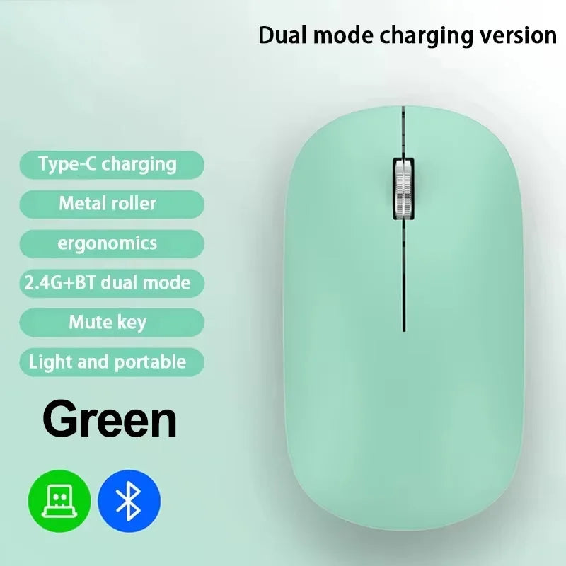 Mouse sem fio recarregável silencioso bluetooth em fundo branco