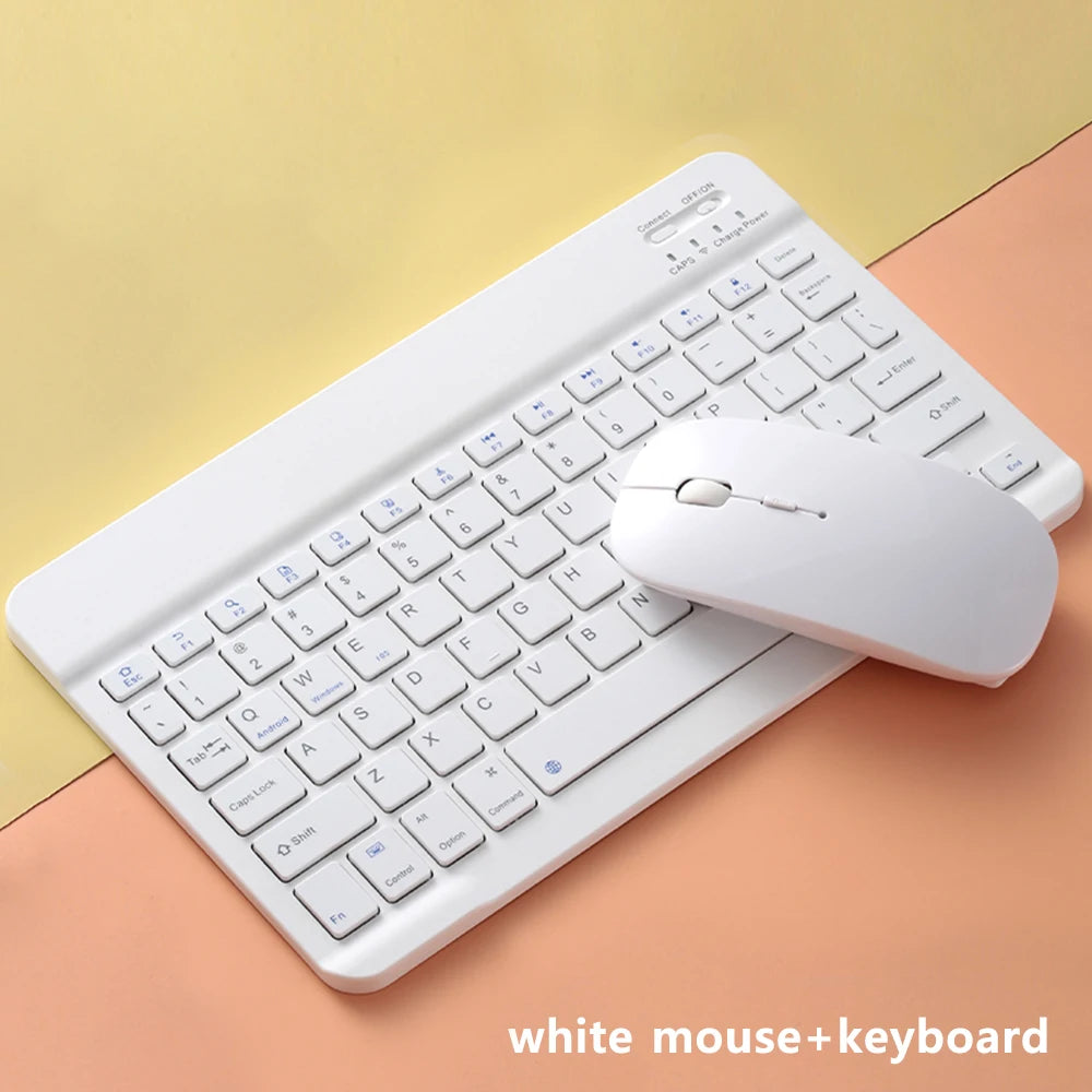 Teclado bluetooth sem fio ultra slim portátil em fundo branco