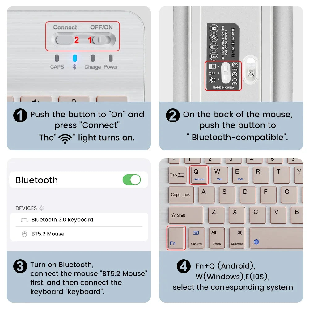 Teclado bluetooth sem fio ultra slim portátil em fundo branco