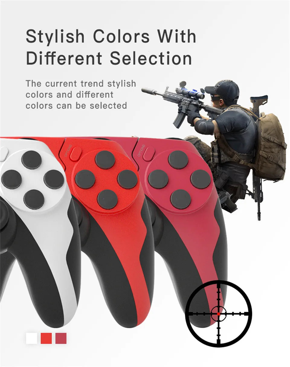 Controle gamer bluetooth sem fio vibração em fundo branco