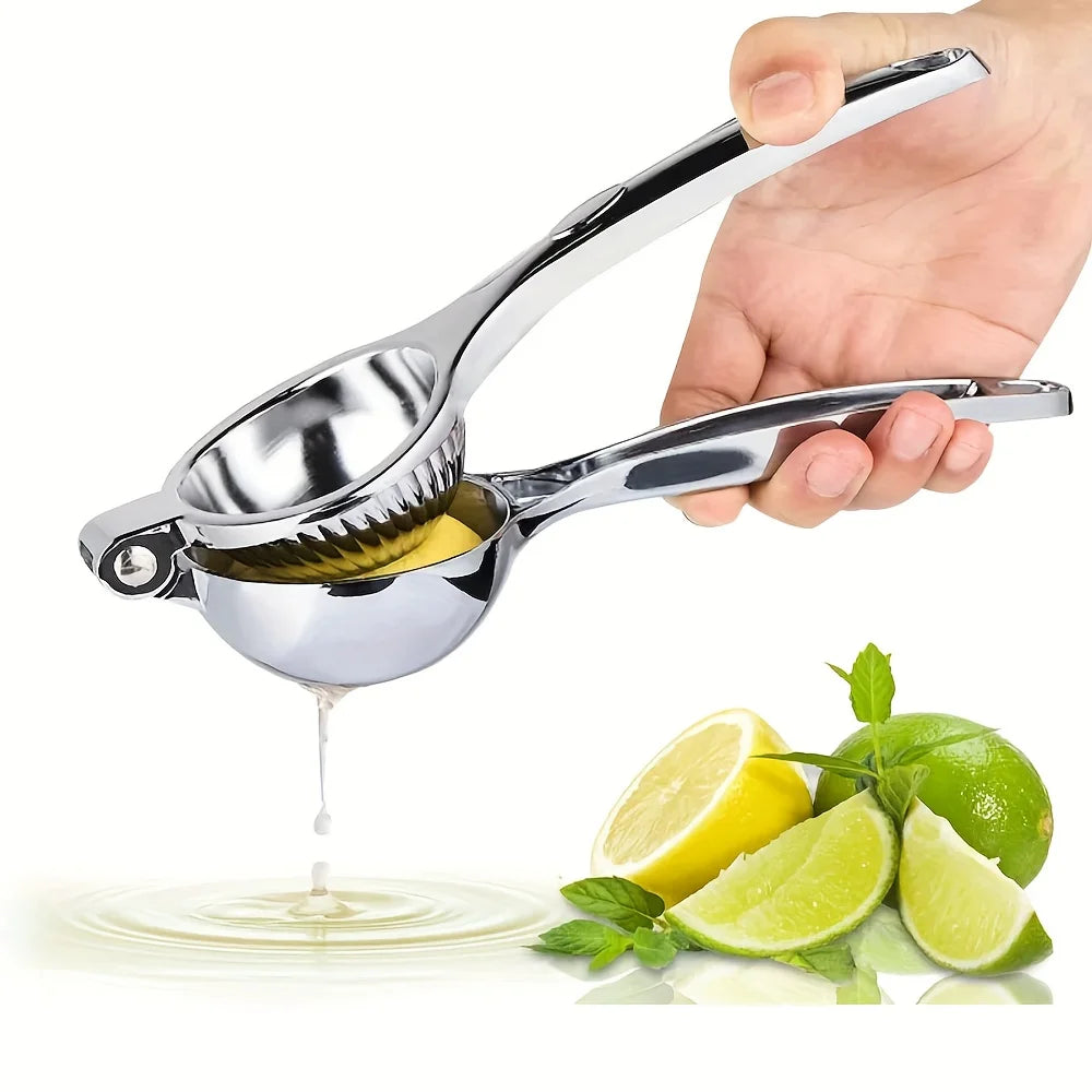 Espremedor de limão profissional em aço inox em fundo branco