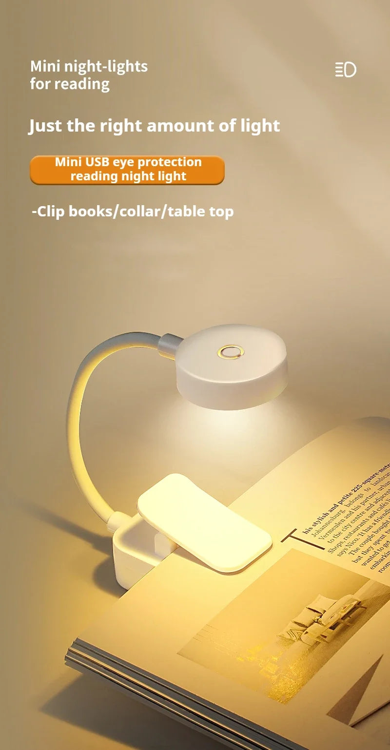 Luminária LED clip ajustável com 3 modos em fundo branco