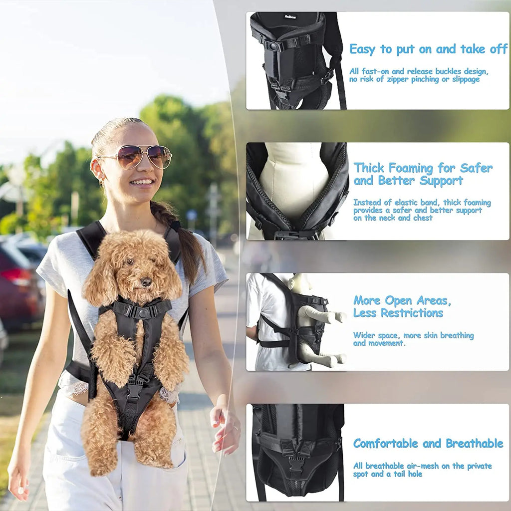 Mochila transporte para pet respirável com janela bolha em fundo branco