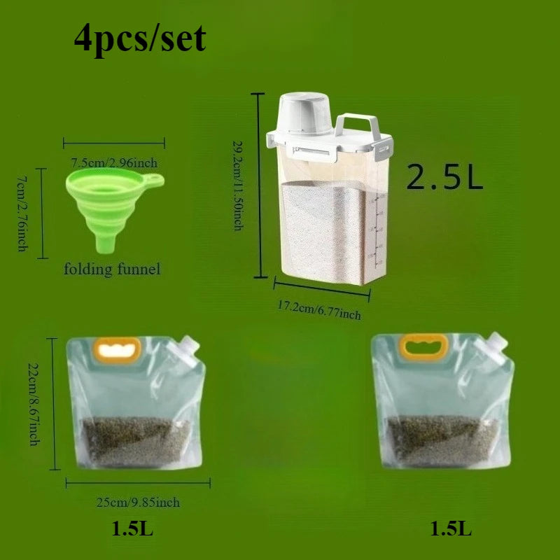 Kit potes herméticos plásticos com tampa 4 peças organizador pantry em fundo branco