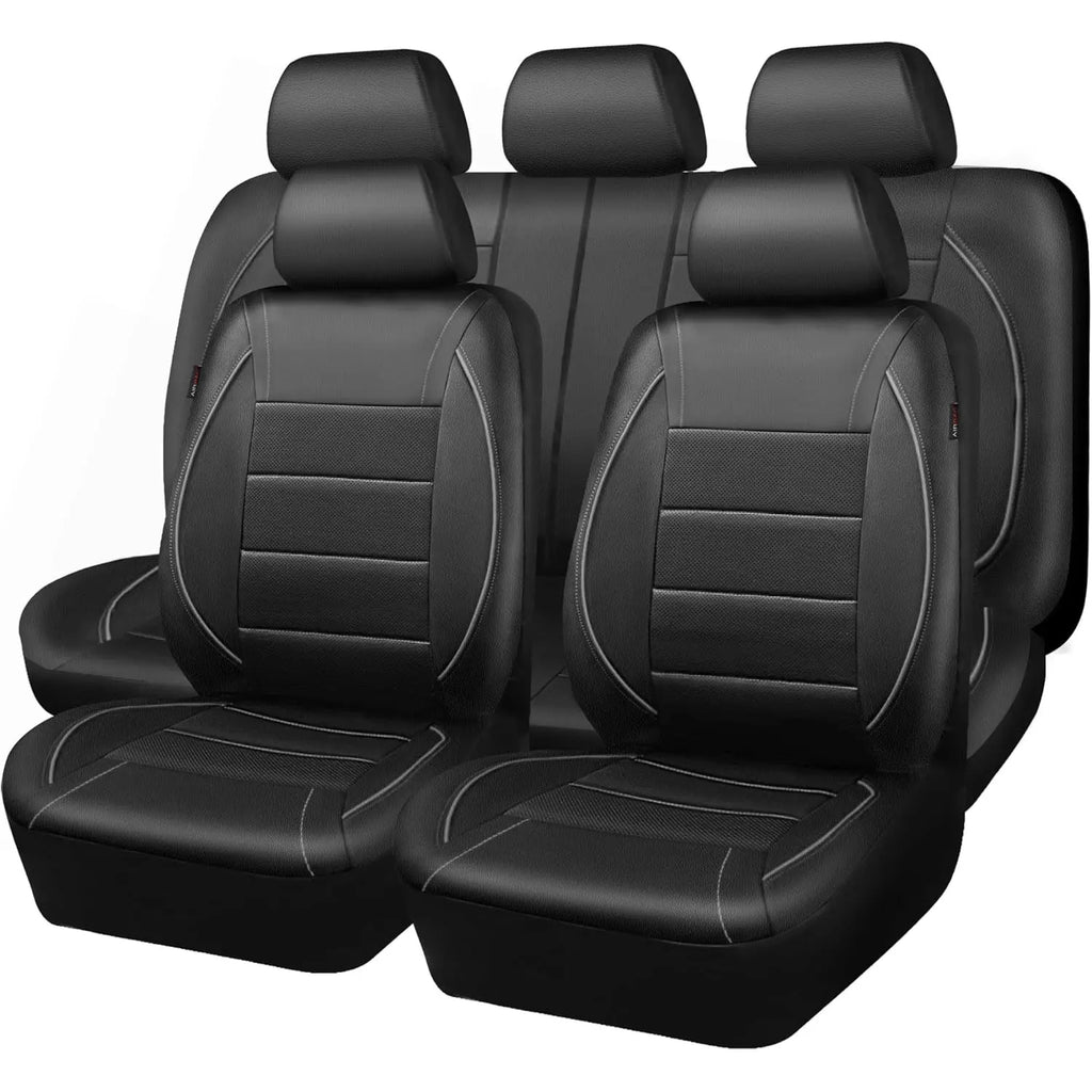 Capa universal para banco de carro em couro impermeável kit 5 bancos em fundo branco