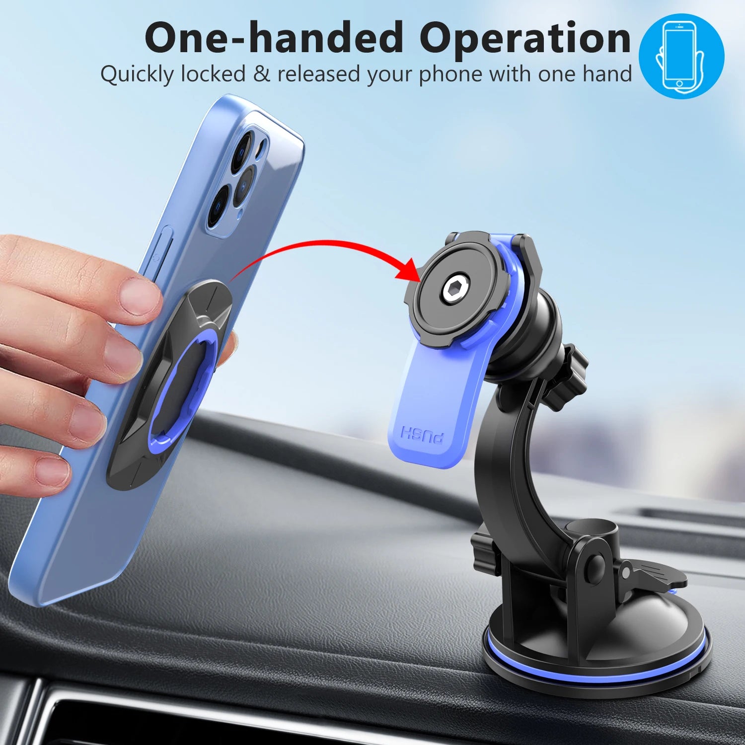 Suporte universal de celular para carro painel flexível 360 graus em fundo branco