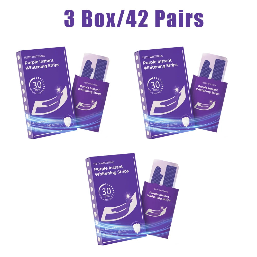 Tiras Clareadoras de Dentes Roxas, Clareamento Instantâneo sem Sensibilidade