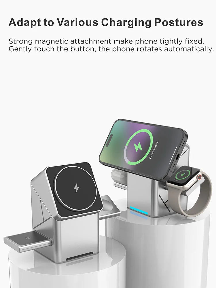 Carregador Sem Fio 3 em 1 Magnético 15W para iPhone, Apple Watch e AirPods - Foto 7