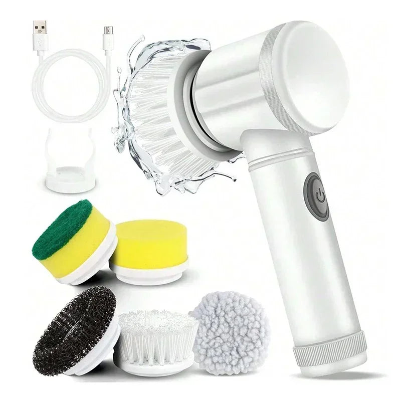 Escova elétrica recarregável para limpeza de banheiro e rejunte em fundo branco
