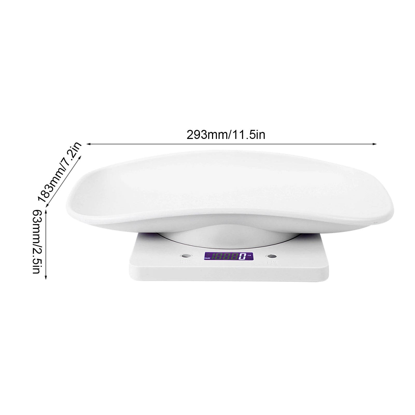 Balança digital para pet pequeno 10kg precisão 1g em fundo branco