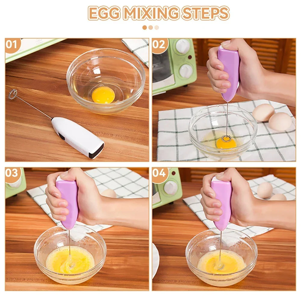 Batedor elétrico de leite e ovos mini mixer portátil em fundo branco