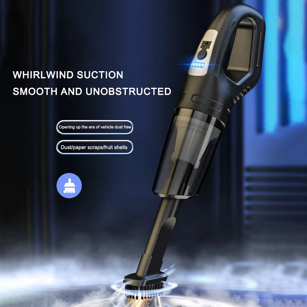 Aspirador automotivo portátil USB 120W sem fio em fundo branco