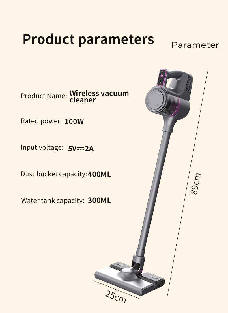 Aspirador vertical sem fio 15000Pa portátil 2 em 1 em fundo branco