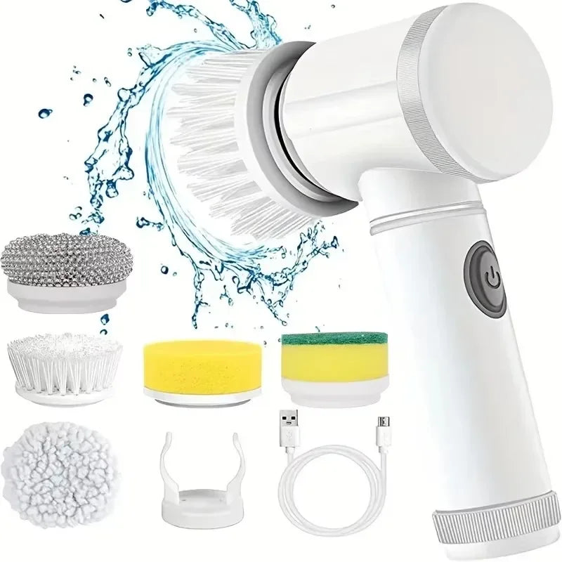 Escova elétrica recarregável para limpeza de banheiro e rejunte em fundo branco
