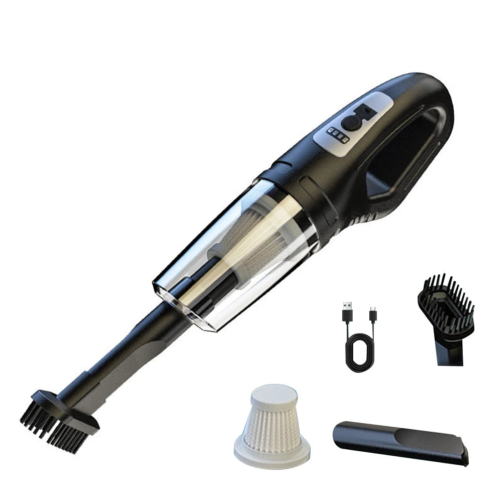 Aspirador automotivo portátil USB 120W sem fio em fundo branco