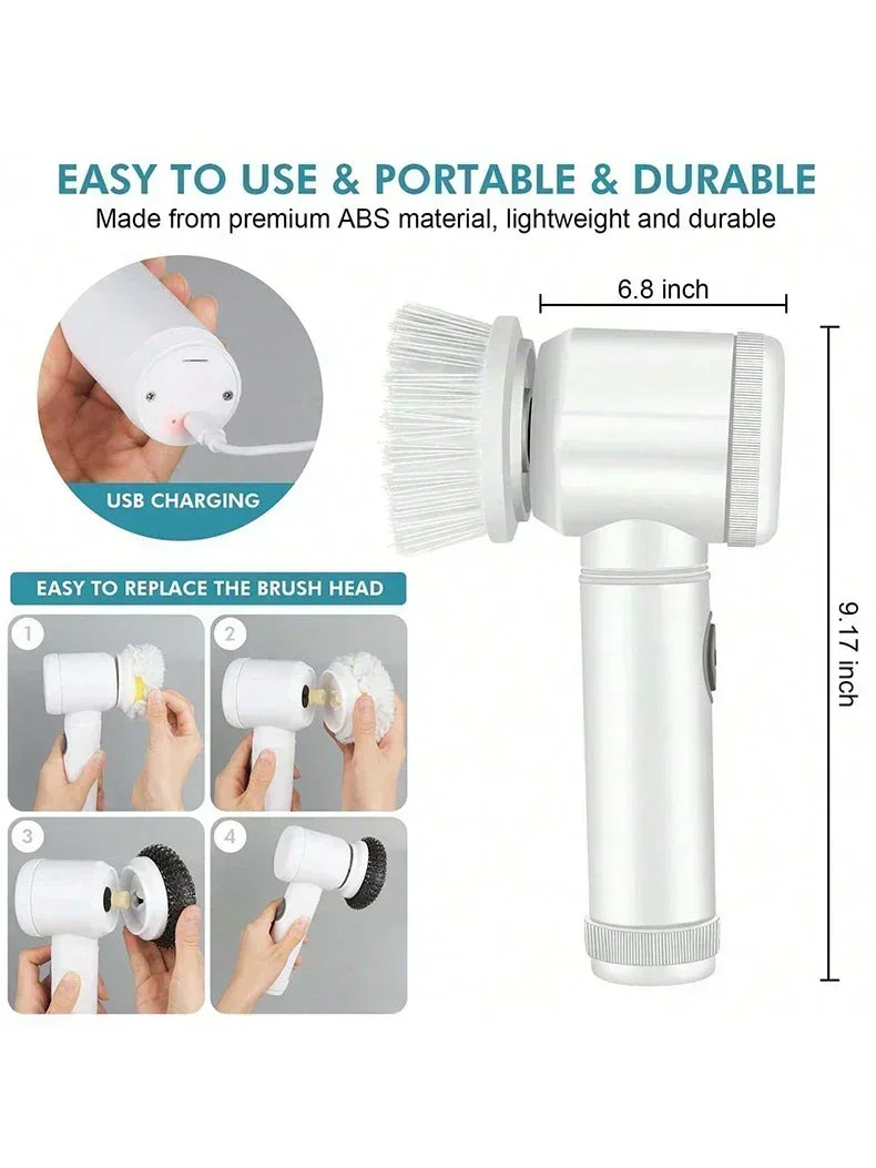 Escova elétrica recarregável para limpeza de banheiro e rejunte em fundo branco