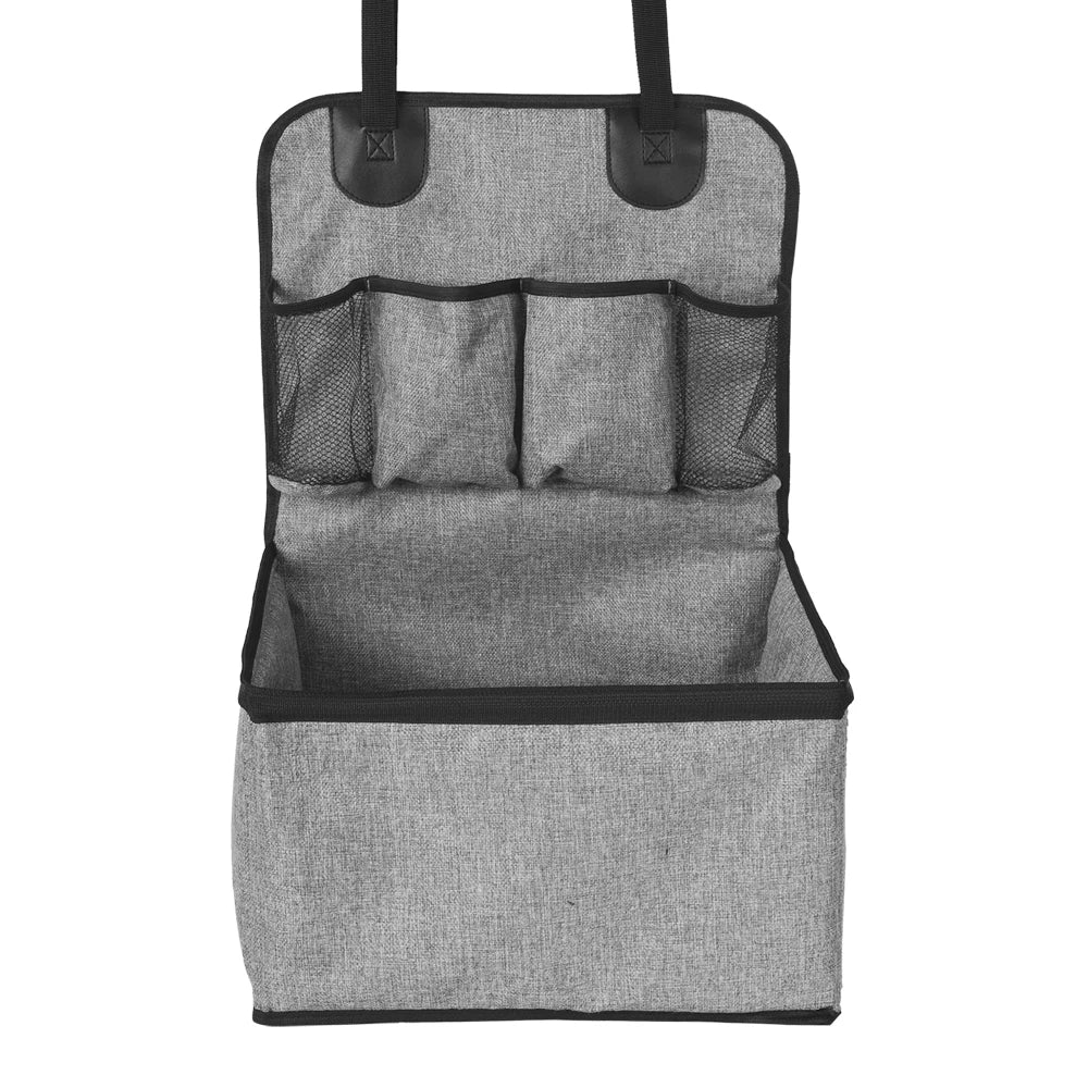Cadeira elevatória pet para banco dianteiro do carro com bolsos em fundo branco