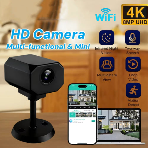Câmera de segurança WiFi 4K para casa em fundo branco