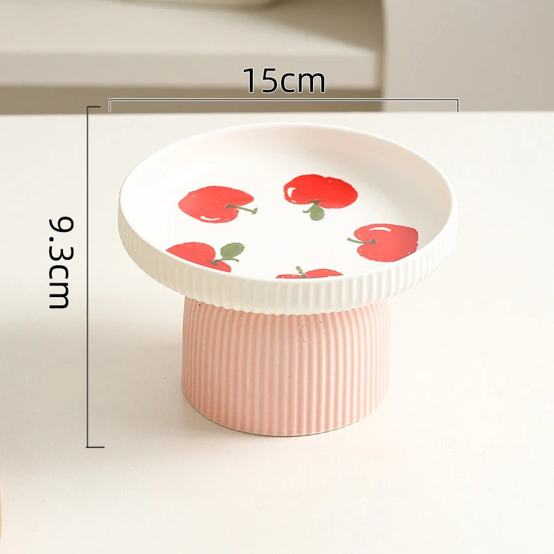 Tigela elevada de cerâmica para gatos e cães antiderrapante ergonômica em fundo branco