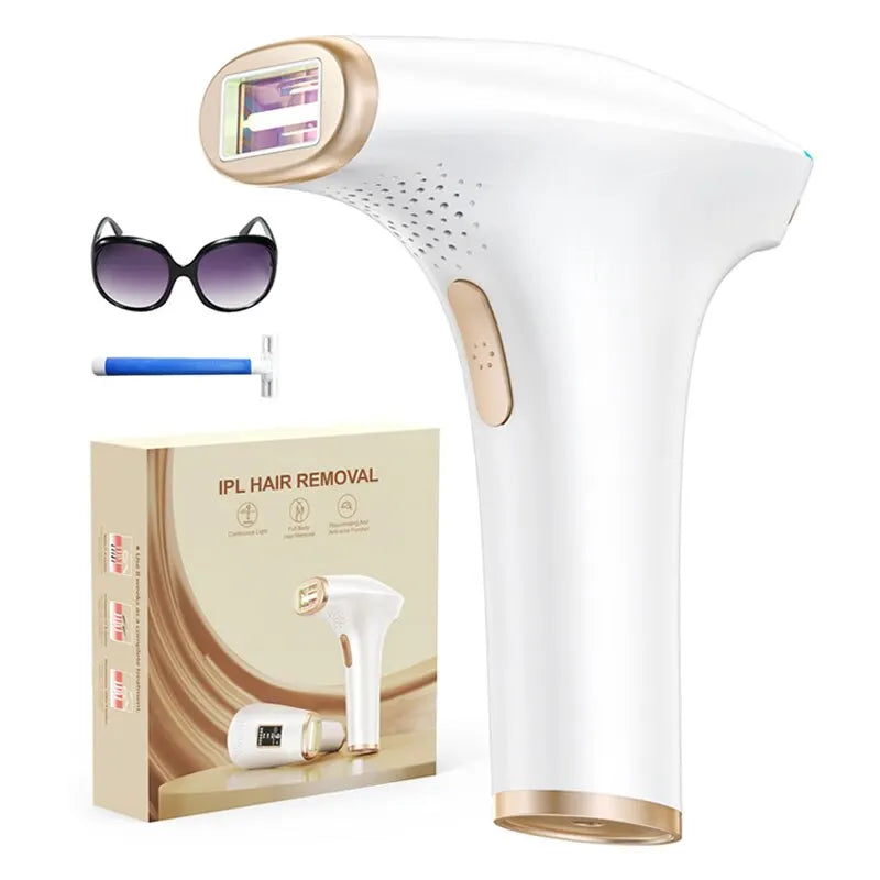 Depilador IPL com 999 mil flashes luz pulsada permanente em fundo branco