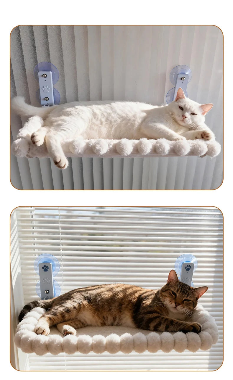 Rede de janela com suporte ventosa para gato em fundo branco