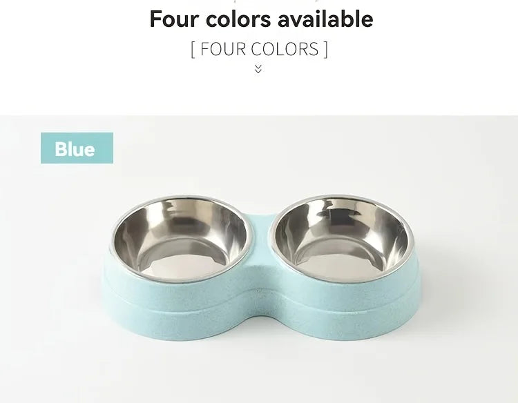 Tigela dupla aço inox para pet antiderrapante em fundo branco