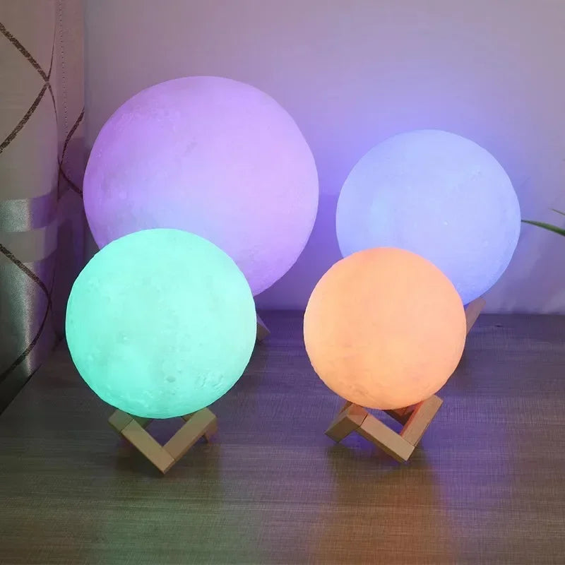 Luminária Lua 3D LED 16 Cores com Controle Recarregável 3