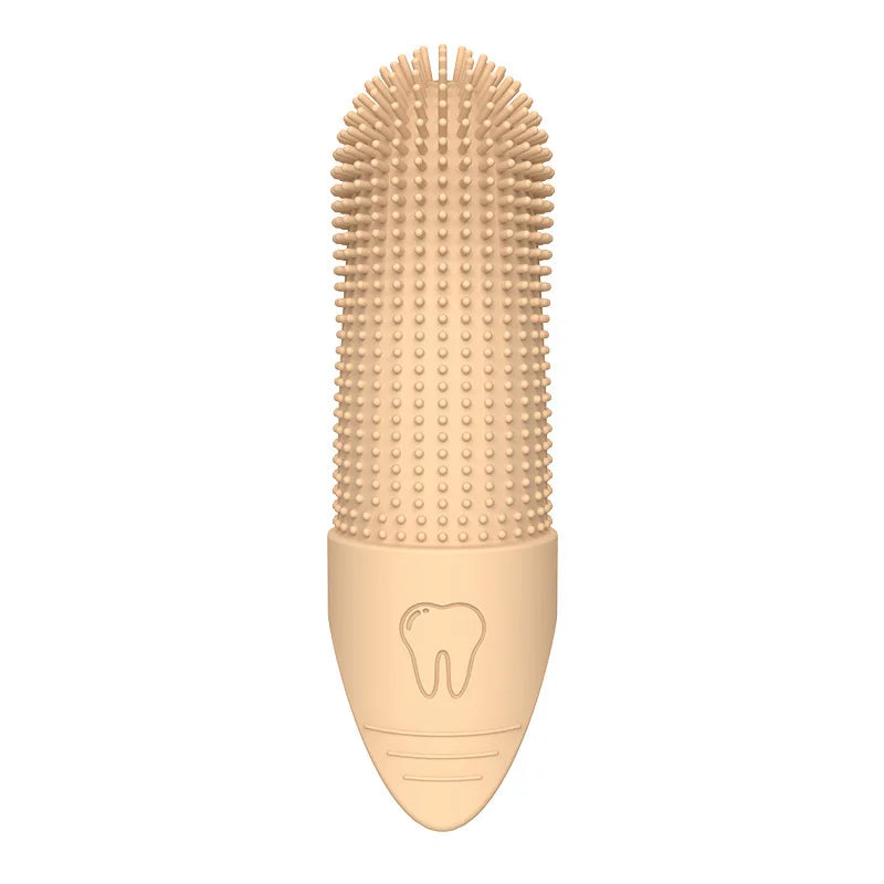 Escova dental dedeira 360 graus de silicone para cães e gatos em fundo branco