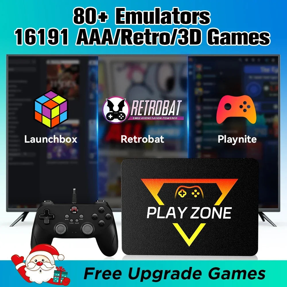 Portable Retro Gaming SSD 80+Emulators for PS5/PS4/PS3/PS2/XBOX One/SWITCH/WII/DC 16191 Games Launchbox＆Retrobat＆Playnite for PC em fundo branco