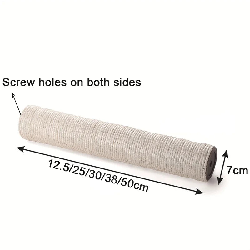 Arranhador para gatos poste com corda sisal e base antiderrapante em fundo branco