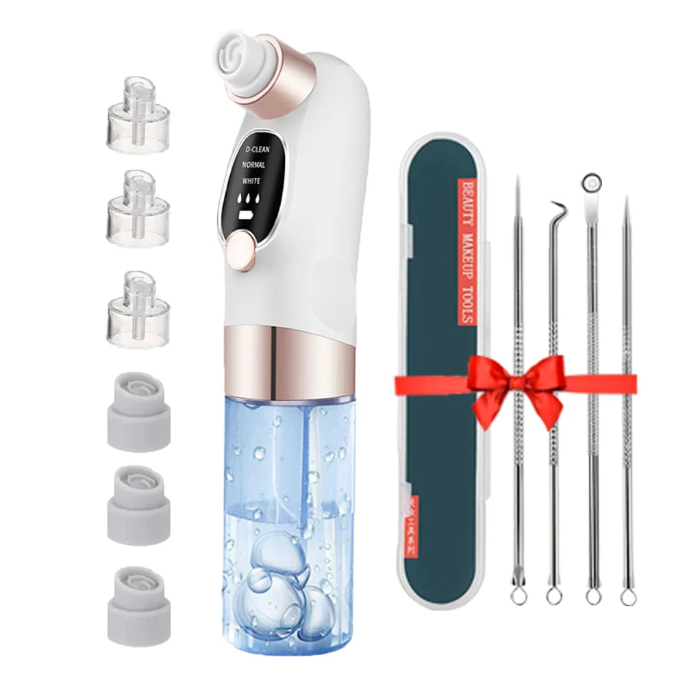 Removedor de cravos a vácuo elétrico USB com 5 cabeças em fundo branco