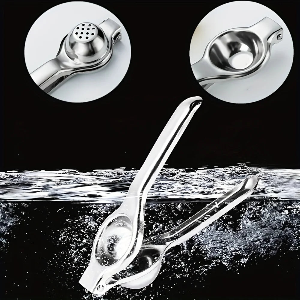 Espremedor de limão profissional em aço inox em fundo branco