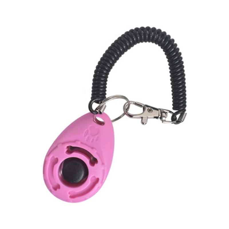 Clicker de treinamento com alça de pulso em fundo branco