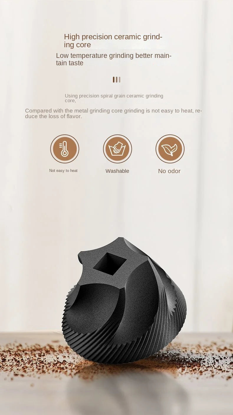 Moedor de café elétrico portátil USB com ajuste de moagem em fundo branco