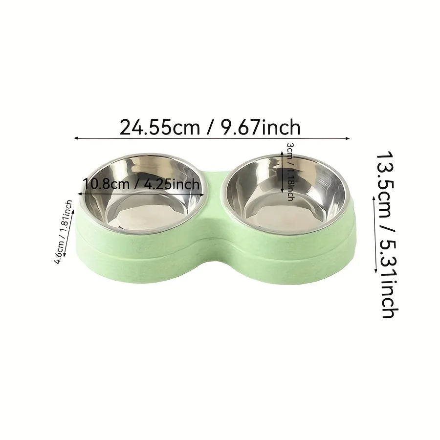 Tigela dupla aço inox para pet antiderrapante em fundo branco