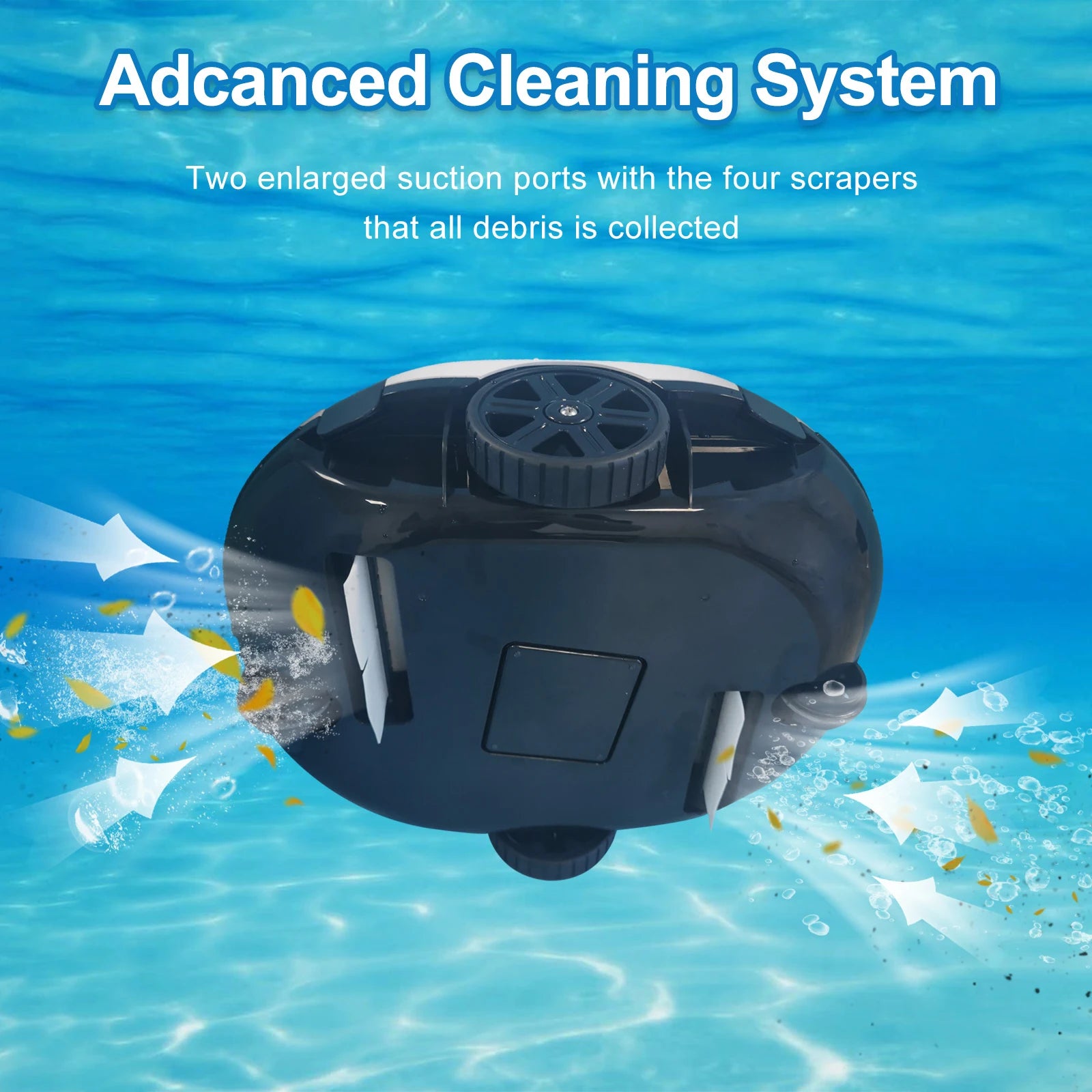 Robô limpador de piscina automático sem fio em fundo branco